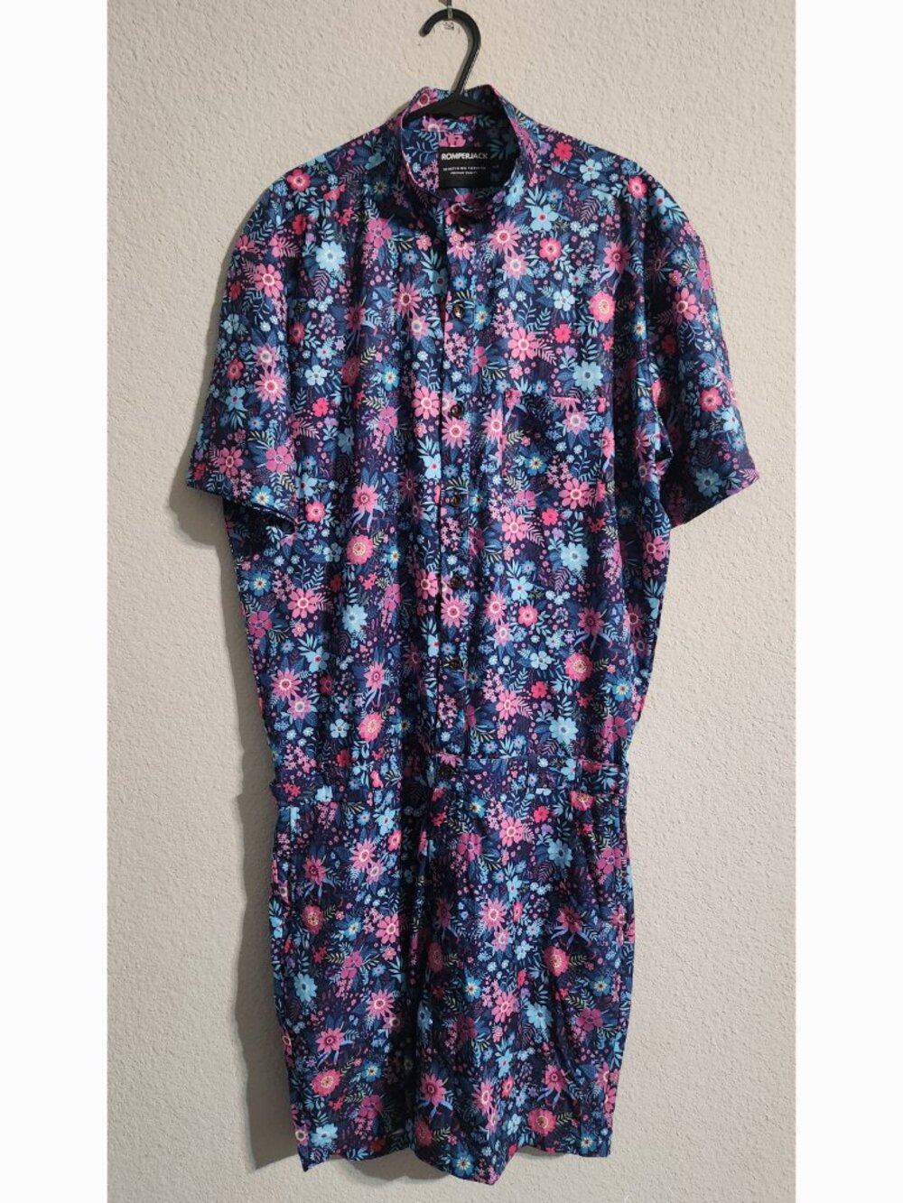 Romperjack Men’s Blue Multi Floral Romper size large